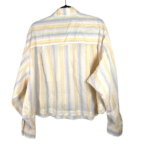 BDG Urban Outfitters Stripe Cropped Shirt Long Sleeve Oversized Large NEW - Picture 5 of 8